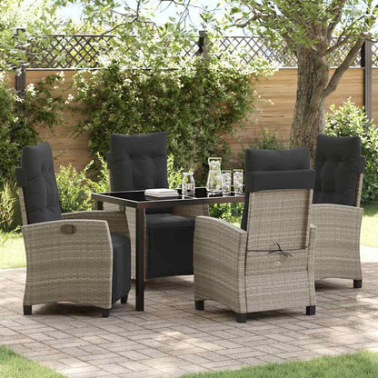 Set da Pranzo per Giardino 5 pcs Grigio chiaro polyrattan