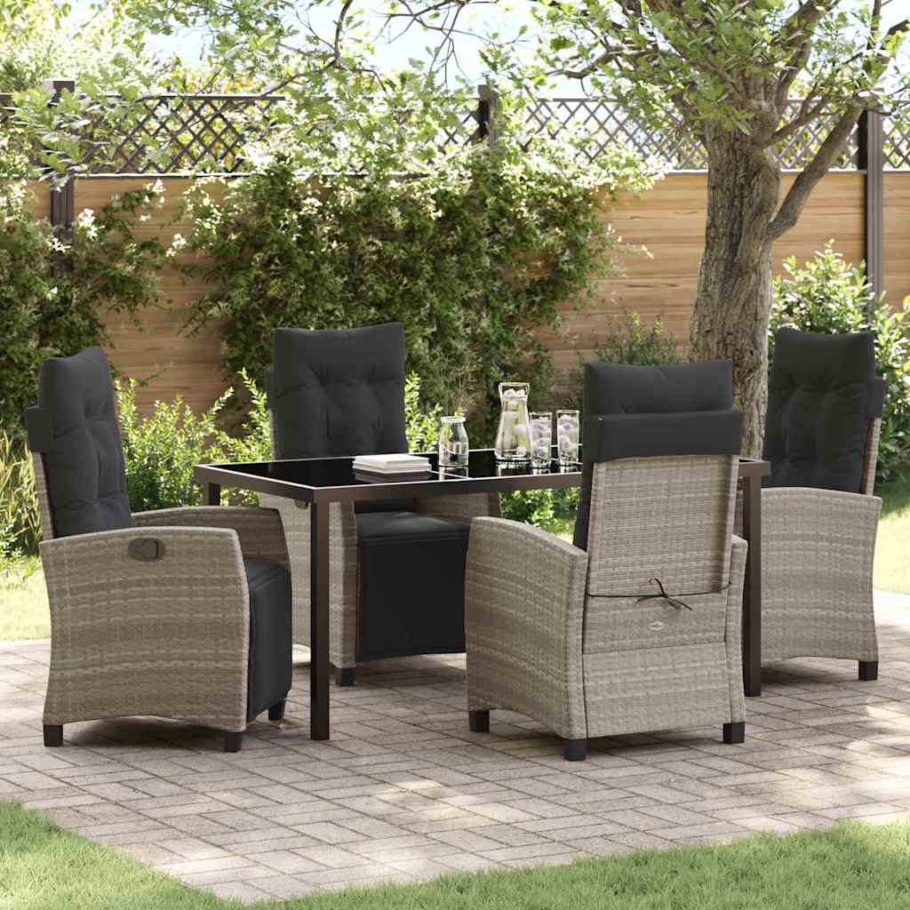 Set da Pranzo per Giardino 5 pcs Grigio chiaro polyrattan
