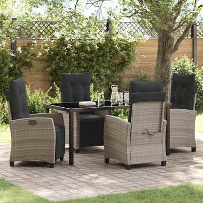 Set da Pranzo per Giardino 5 pcs Grigio chiaro polyrattan