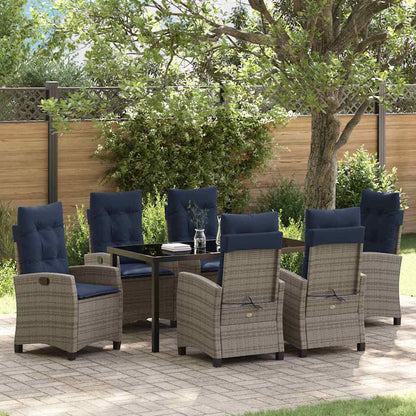 Set da Pranzo per Giardino con cuscino 7 pcs Grigio polyrattan