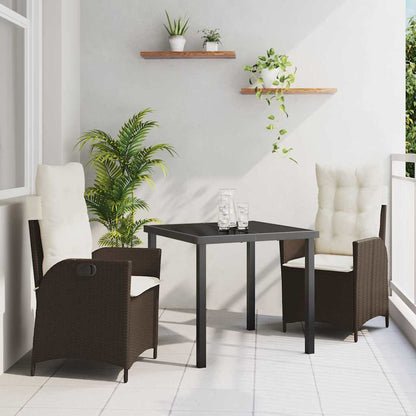 Set da Pranzo per Giardino con cuscino 3 pcs Marrone polyrattan