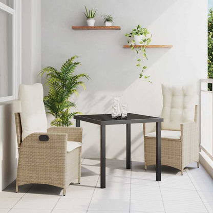 Set da Pranzo per Giardino con cuscino 3 pcs Beige polyrattan