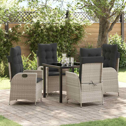 Set da Pranzo per Giardino 5 pcs Grigio chiaro polyrattan