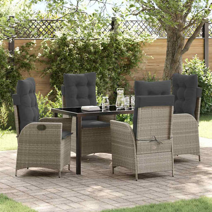 Set da Pranzo per Giardino 5 pcs Grigio chiaro polyrattan