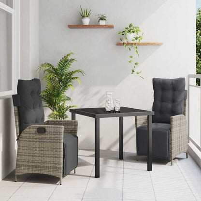 Set da Pranzo per Giardino con cuscino 3 pcs Grigio polyrattan