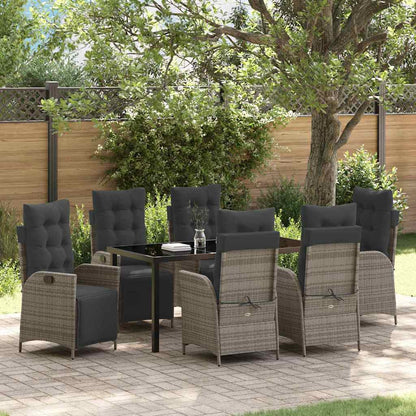 Set da Pranzo per Giardino con cuscino 7 pcs Grigio polyrattan
