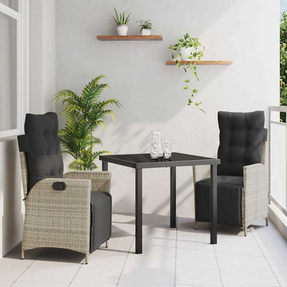 Set da Pranzo per Giardino 3 pcs Grigio chiaro polyrattan