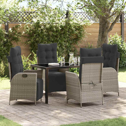 Set da Pranzo per Giardino 5 pcs Grigio chiaro polyrattan
