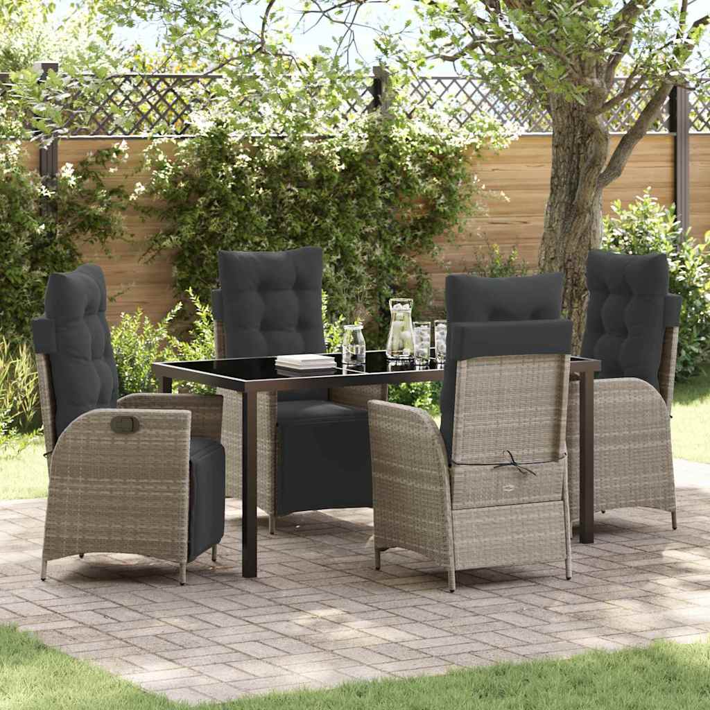 Set da Pranzo per Giardino 5 pcs Grigio chiaro polyrattan