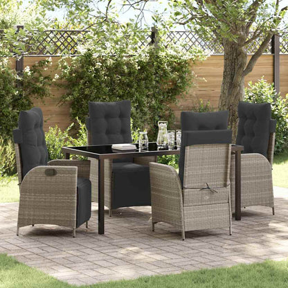 Set da Pranzo per Giardino 5 pcs Grigio chiaro polyrattan