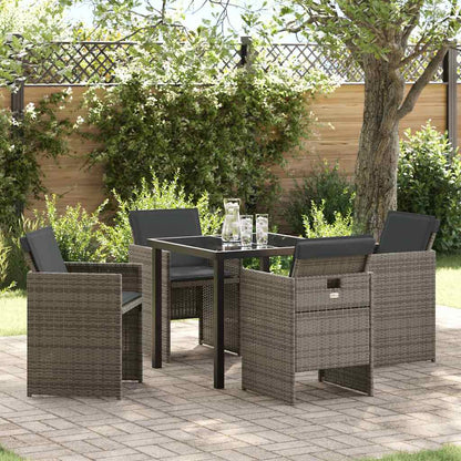 Set da Pranzo per Giardino 5 pcs Grigio polyrattan