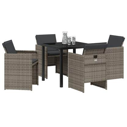 Set da Pranzo per Giardino 5 pcs Grigio polyrattan