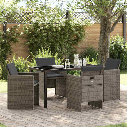 Set da Pranzo per Giardino 5 pcs Grigio polyrattan