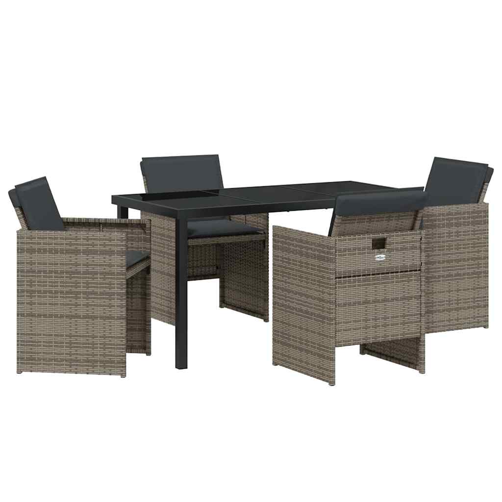 Set da Pranzo per Giardino 5 pcs Grigio polyrattan