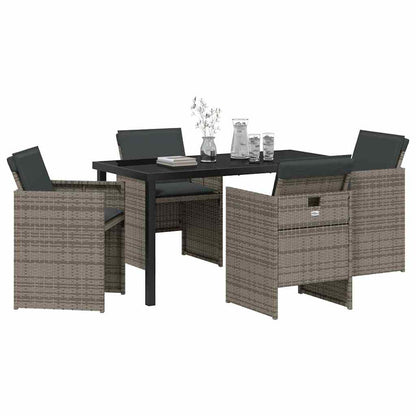 Set da Pranzo per Giardino 5 pcs Grigio polyrattan