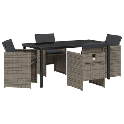Set da Pranzo per Giardino 5 pcs Grigio polyrattan