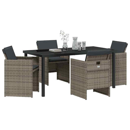 Set da Pranzo per Giardino 5 pcs Grigio polyrattan