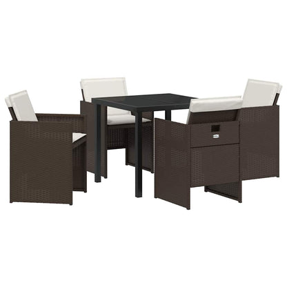 Set da Pranzo per Giardino 5 pcs Marrone polyrattan