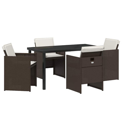 Set da Pranzo per Giardino 5 pcs Marrone polyrattan