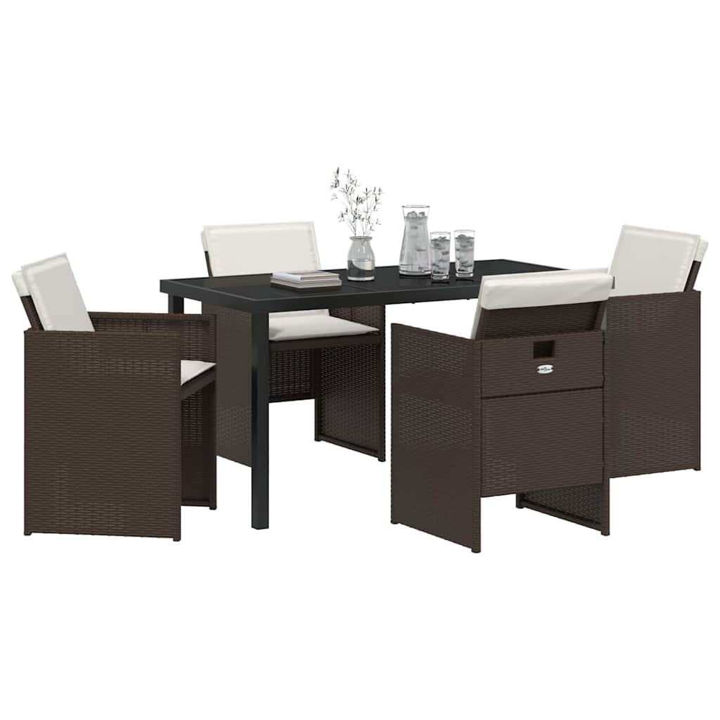 Set da Pranzo per Giardino 5 pcs Marrone polyrattan