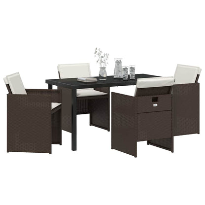 Set da Pranzo per Giardino 5 pcs Marrone polyrattan
