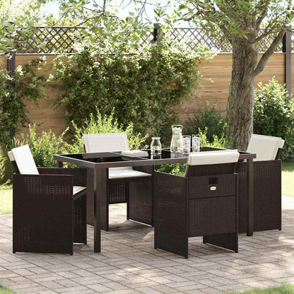 Set da Pranzo per Giardino 5 pcs Marrone polyrattan