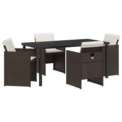 Set da Pranzo per Giardino 5 pcs Marrone polyrattan