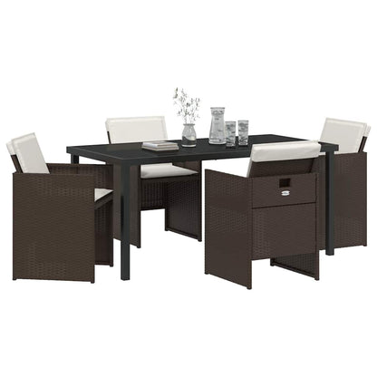 Set da Pranzo per Giardino 5 pcs Marrone polyrattan