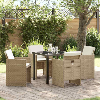 Set da Pranzo per Giardino 5 pcs Beige polyrattan