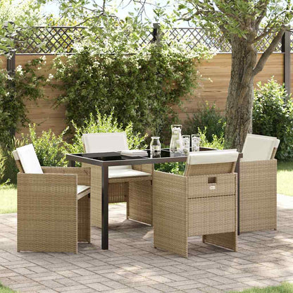 Set da Pranzo per Giardino 5 pcs Beige polyrattan