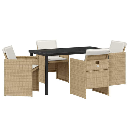 Set da Pranzo per Giardino 5 pcs Beige polyrattan