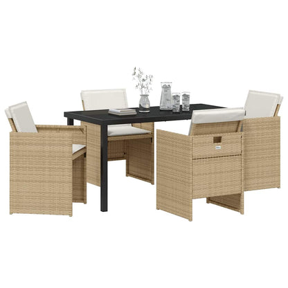 Set da Pranzo per Giardino 5 pcs Beige polyrattan