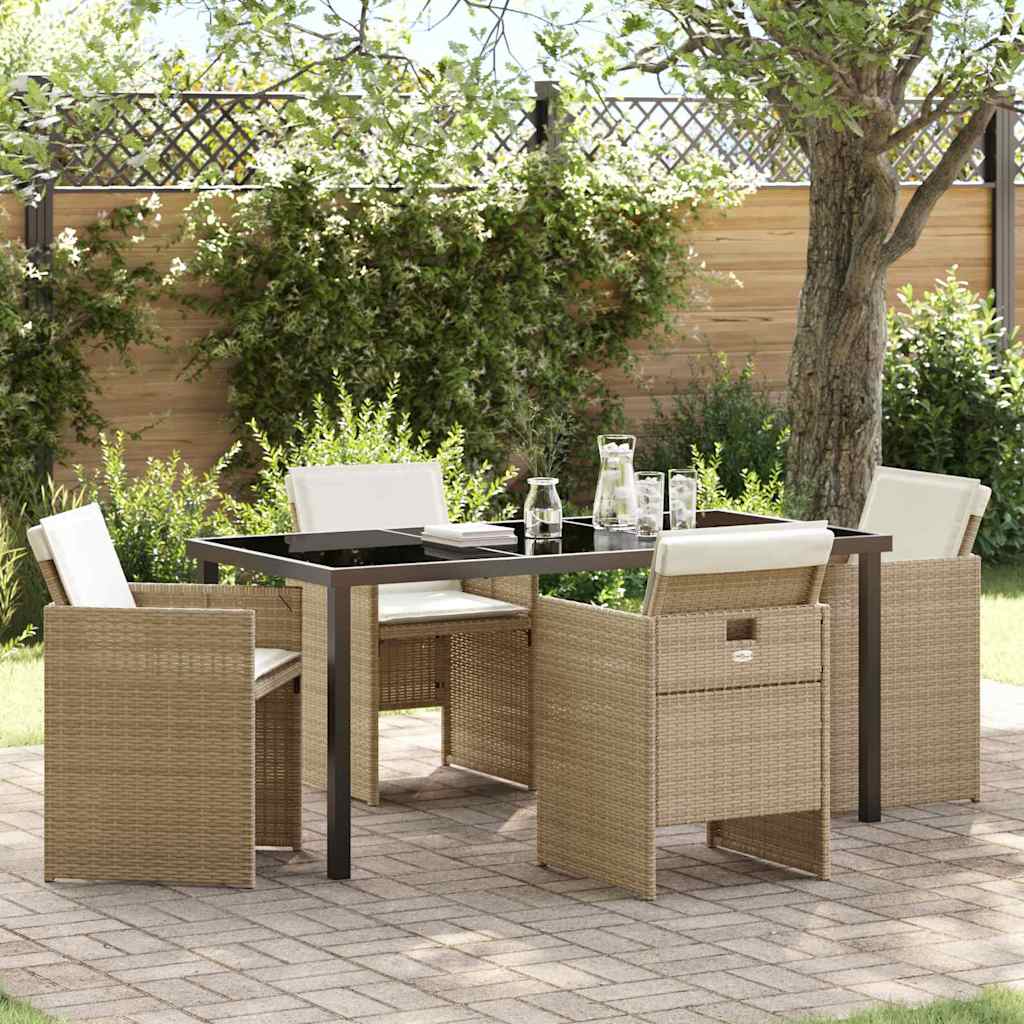 Set da Pranzo per Giardino 5 pcs Beige polyrattan