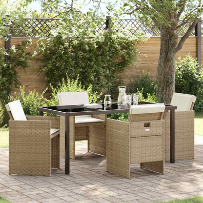 Set da Pranzo per Giardino 5 pcs Beige polyrattan