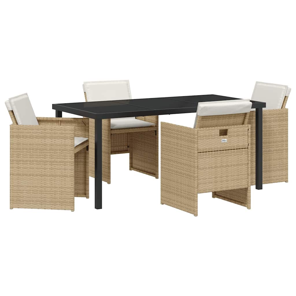 Set da Pranzo per Giardino 5 pcs Beige polyrattan