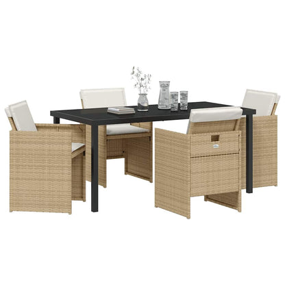 Set da Pranzo per Giardino 5 pcs Beige polyrattan