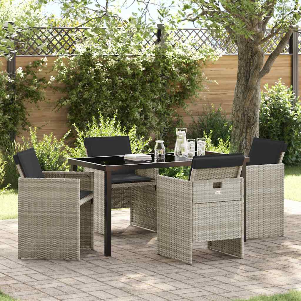 Set da Pranzo per Giardino 5 pcs Grigio chiaro polyrattan