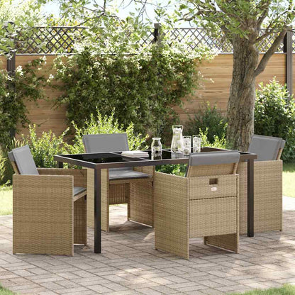Set da Pranzo per Giardino 5 pcs Beige polyrattan