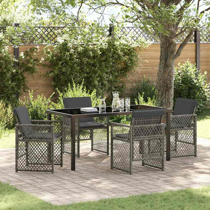 Set da Pranzo per Giardino 5 pcs Grigio polyrattan