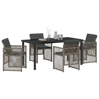 Set da Pranzo per Giardino 5 pcs Grigio polyrattan