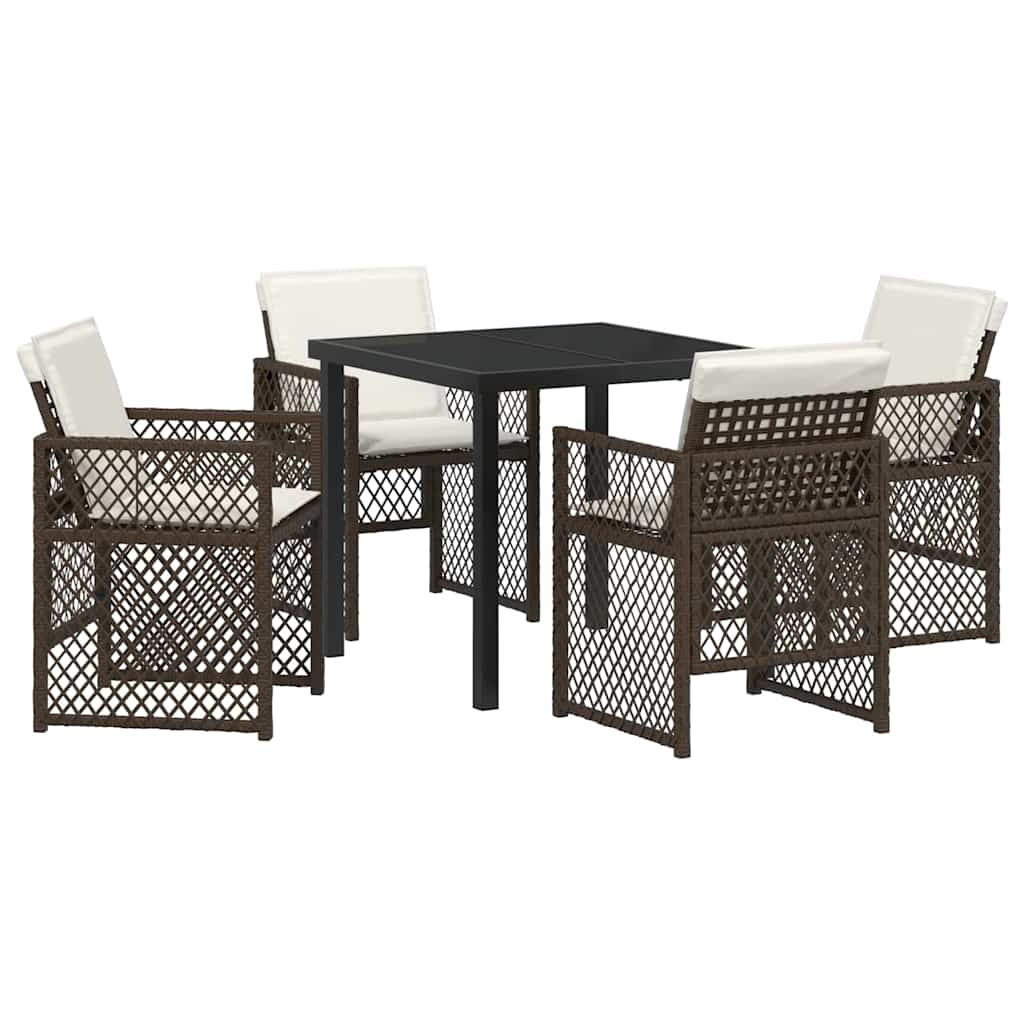 Set da Pranzo per Giardino 5 pcs Marrone polyrattan