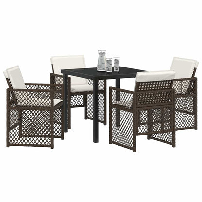 Set da Pranzo per Giardino 5 pcs Marrone polyrattan