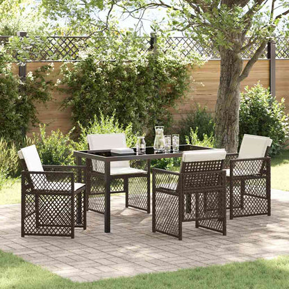 Set da Pranzo per Giardino 5 pcs Marrone polyrattan