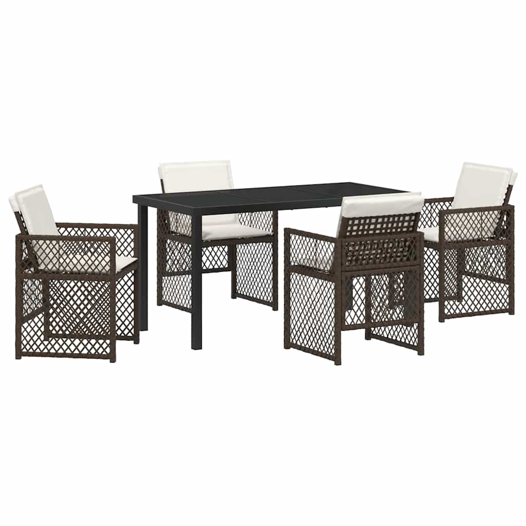 Set da Pranzo per Giardino 5 pcs Marrone polyrattan
