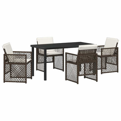 Set da Pranzo per Giardino 5 pcs Marrone polyrattan