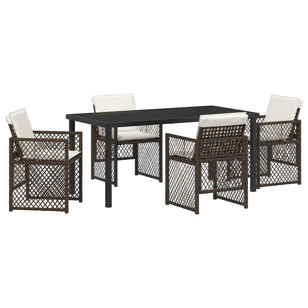 Set da Pranzo per Giardino 5 pcs Marrone polyrattan