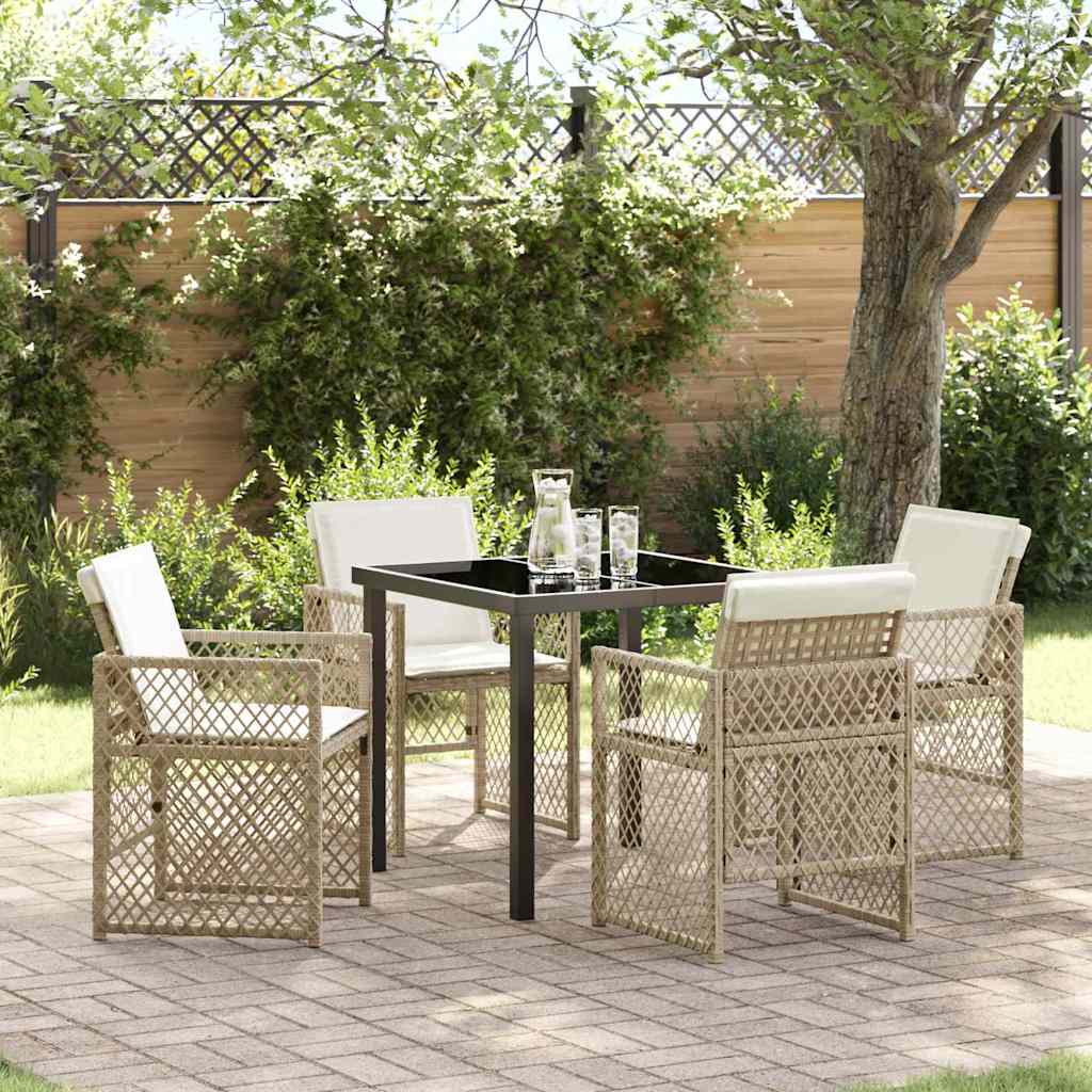 Set da Pranzo per Giardino 5 pcs Beige polyrattan