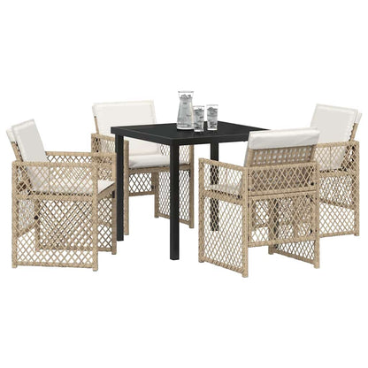 Set da Pranzo per Giardino 5 pcs Beige polyrattan
