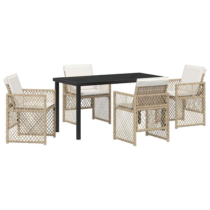 Set da Pranzo per Giardino 5 pcs Beige polyrattan