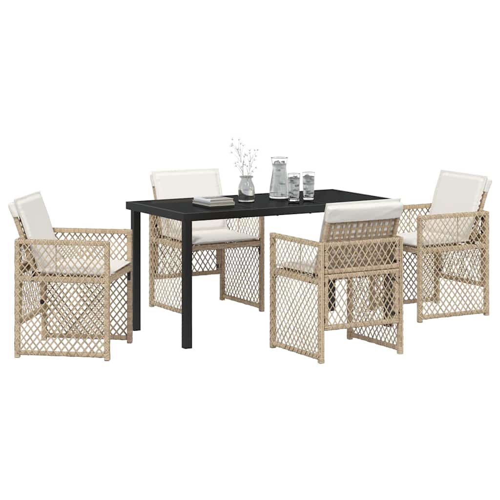 Set da Pranzo per Giardino 5 pcs Beige polyrattan